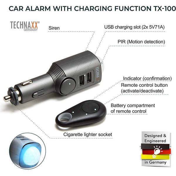 Technaxx car Alarm with Charging Function TX-100 - Görsel 2